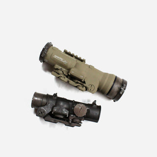 Image of ruggedized optics, showcasing durable scopes and red dot sights designed for harsh environments, providing reliable performance and precision in extreme conditions.