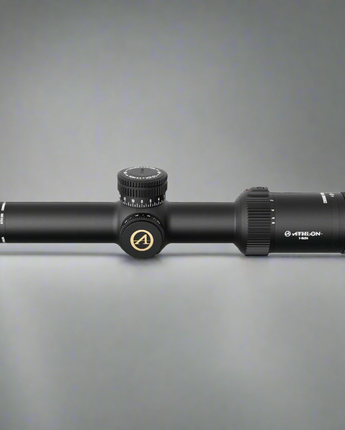 "Image of the Athlon Cronus BTR Gen. 2 UHD riflescope, featuring high-definition optics, a durable aluminum housing, and precision turrets. The scope is mounted on a tactical rifle, showcasing its sleek design and advanced functionality for long-range shooting."