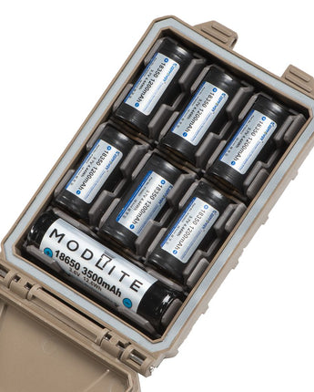 "Cellvault 5M - Compact and durable battery storage solution, designed to keep your essential batteries organized and protected in outdoor and tactical environments."