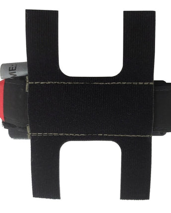 Belt-mounted elastic tourniquet holder securely holds a medical tourniquet for quick and easy access during emergencies.
