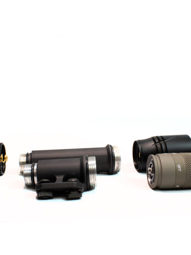 Detailed image of disassembled weapon light components, showcasing the LED module, lens, battery compartment, and mounting brackets, engineered for optimal illumination and tactical durability.