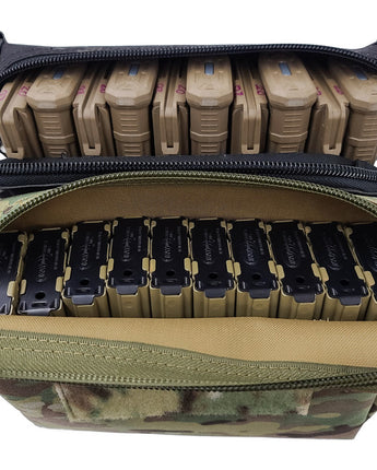 "Mag Bag 300 (10 Mags) - Elevate your magazine storage with this tactical Mag Bag, designed to securely organize and carry up to 10 magazines. Ensure readiness and quick access to essential ammunition with this meticulously crafted gear accessory."