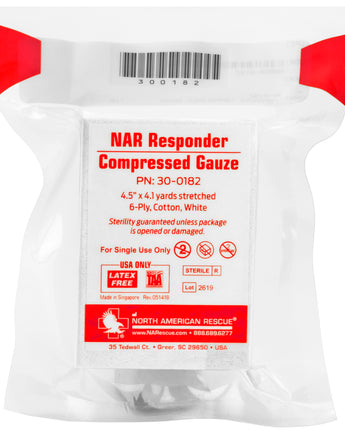 NAR Responder Compressed Gauze - Compact Wound Care for Emergency Responders