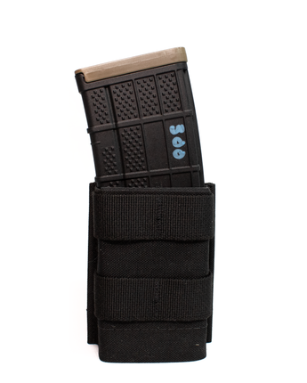 Image of the Single 5.56 Midlength KYWI Pouch, showcasing its compact and durable design, optimized for securely holding 5.56 magazines with swift, silent retention and quick access in tactical environments.